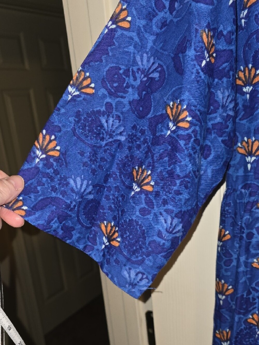 One Summer Blue Floral Dress with Orange Accents - Picture 4 of 6